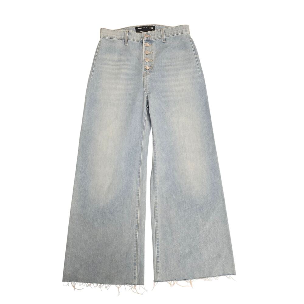 Veronica Beard Grant High Rise Wide Leg Button Fly Jeans - Size 29 (Light Wash)